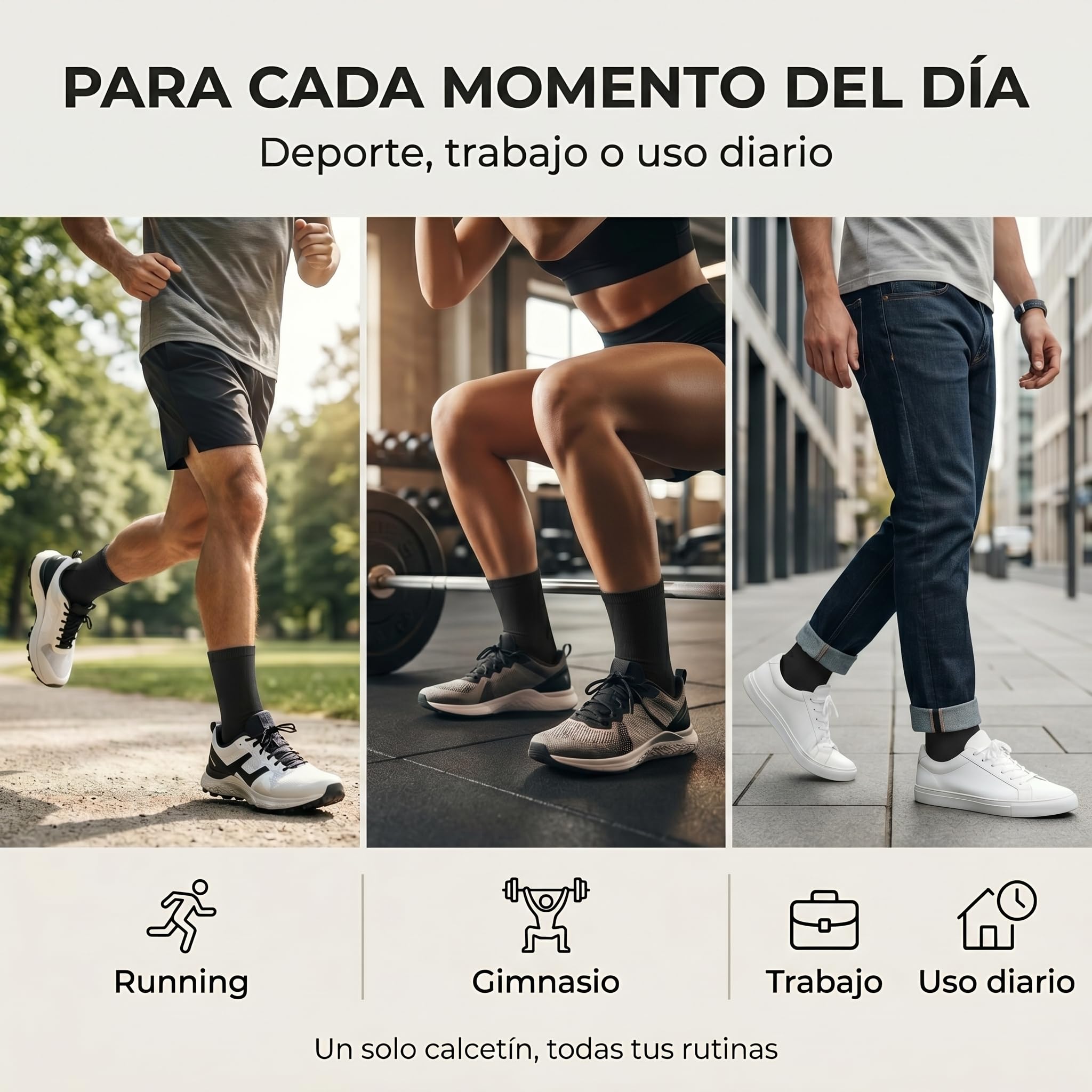 12 Pares Calcetines Deporte Hombre Mujer – Pack Calcetines Caña Media Unisex para Running, Gimnasio, Tenis, Trabajo, Uso Diario – 85 % Algodón Transpirables, Cómodos y Suaves.