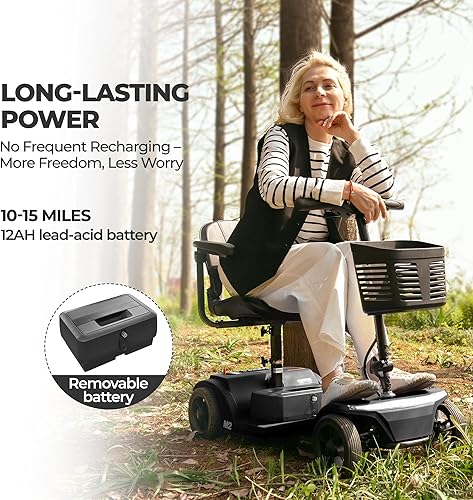 Miniatura 87 de Metro Mobility Patinetes con asiento para adultos, personas mayores, viajes, scooter motorizado eléctrico de 4 ruedas, 2 baterías extraíbles