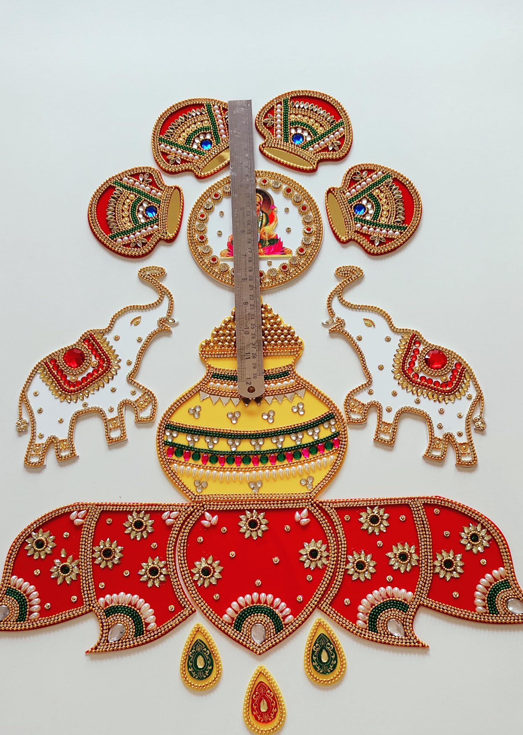 Crafter Preeti Handcrafted Opaque Base Decorative Kundan Rangoli Lakshmi - Big Size- 24 Inch 1