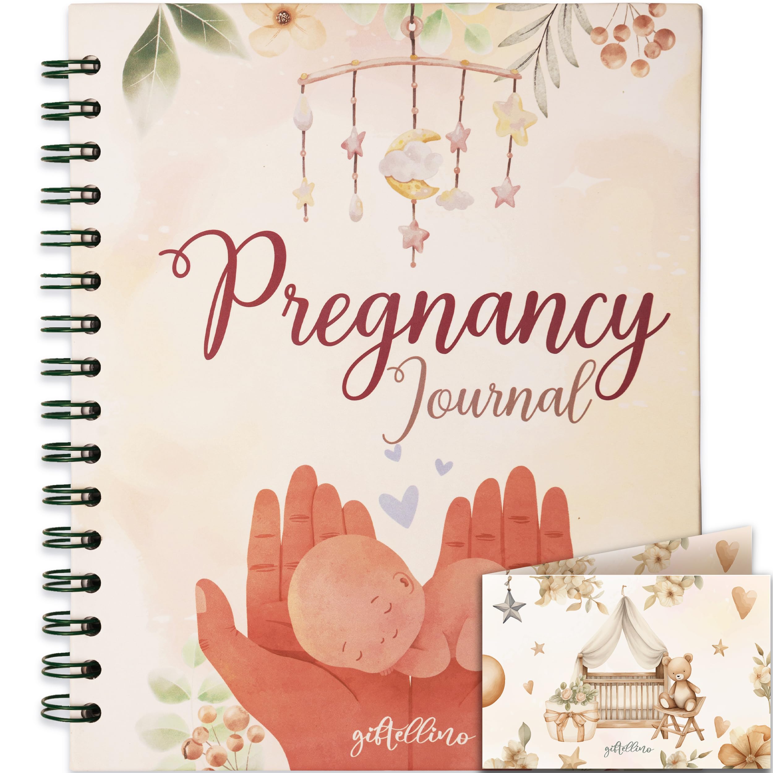 Giftellino First Time Moms Pregnancy Journal - Pregnancy Checklist Planner - Pregnancy Baby Bump Notebook - Keepsake Pregnancy Memory Book for Expecting Mothers, Pink