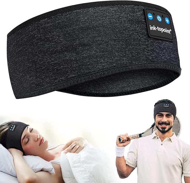 Sleep Headphones,Bluetooth Headband Unique Gifts for Men Women,Ultra-Soft Sleeping Headphones Wireless Music Headband Headphones for Yoga/Sports/Sleep Sideways,Birthday Gadgets Gifts for Her Him 1
