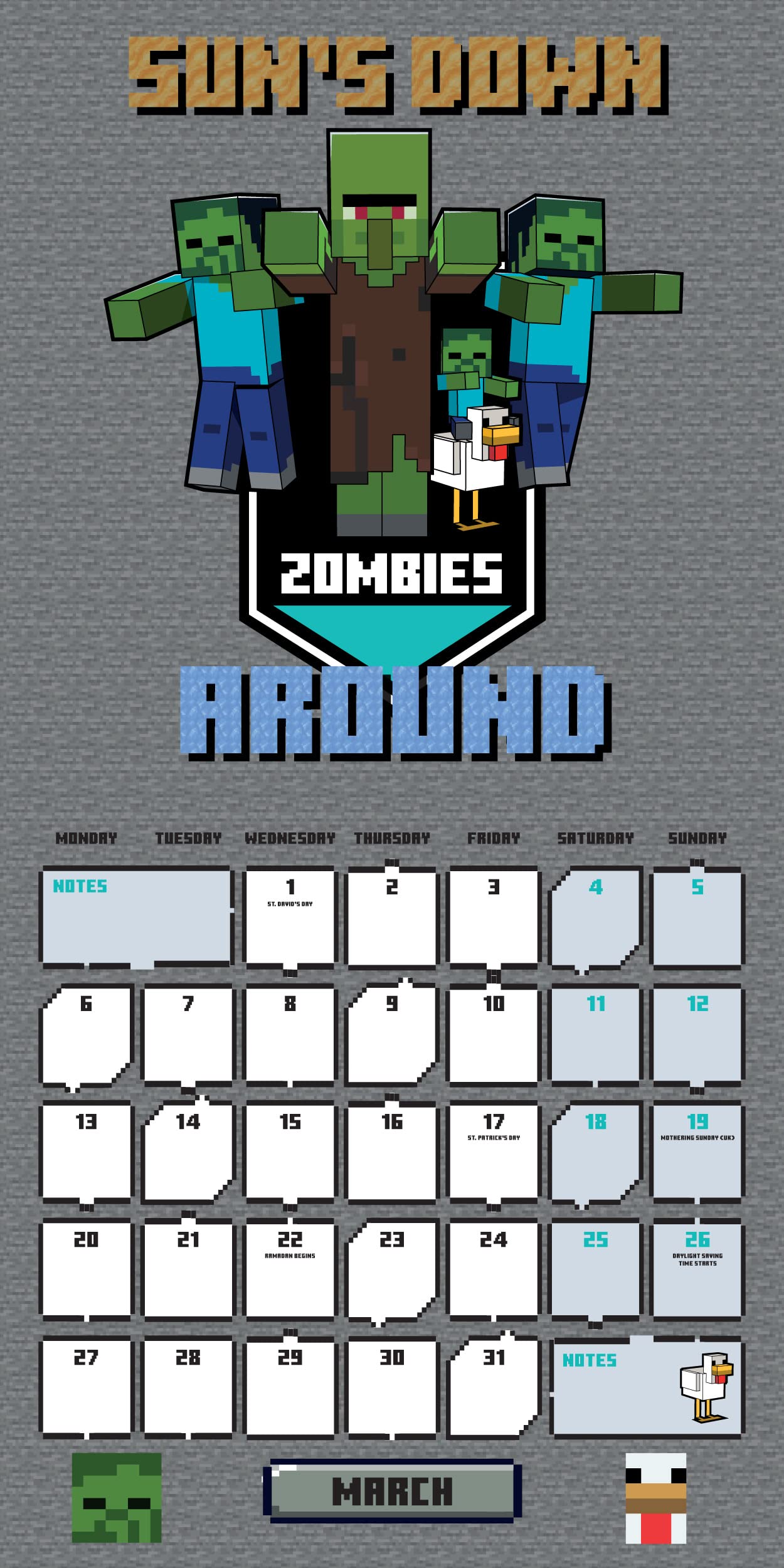 Danilo Calendario Minecraft - Calendario pared 2023 - Calendario mensual 30x30cm - Producto con licencia oficial