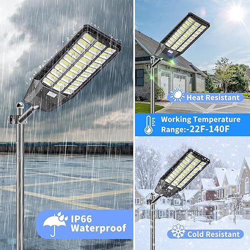 Miniatura 5 de Deepn Luces solares para exteriores de 9000 W, luces de calle de grado comercial para exteriores, luces solares de estacionamiento, luz de
