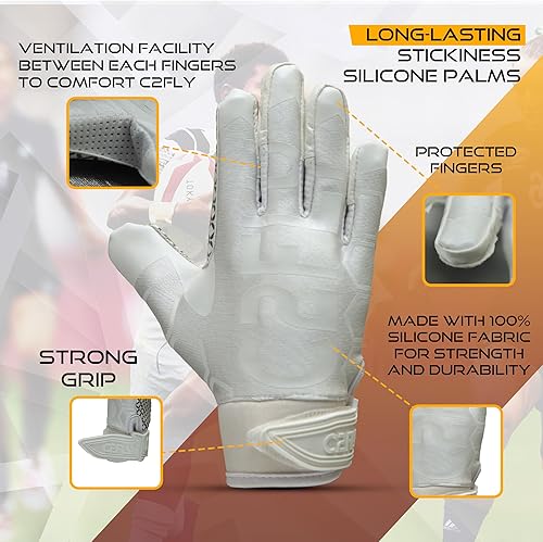 Miniatura 5 de C2FLY Kids Youth Football Gloves - High Performance Custom Football Gloves for Men - Football Gloves Youth Boys with Extra Grip - Ideal Football
