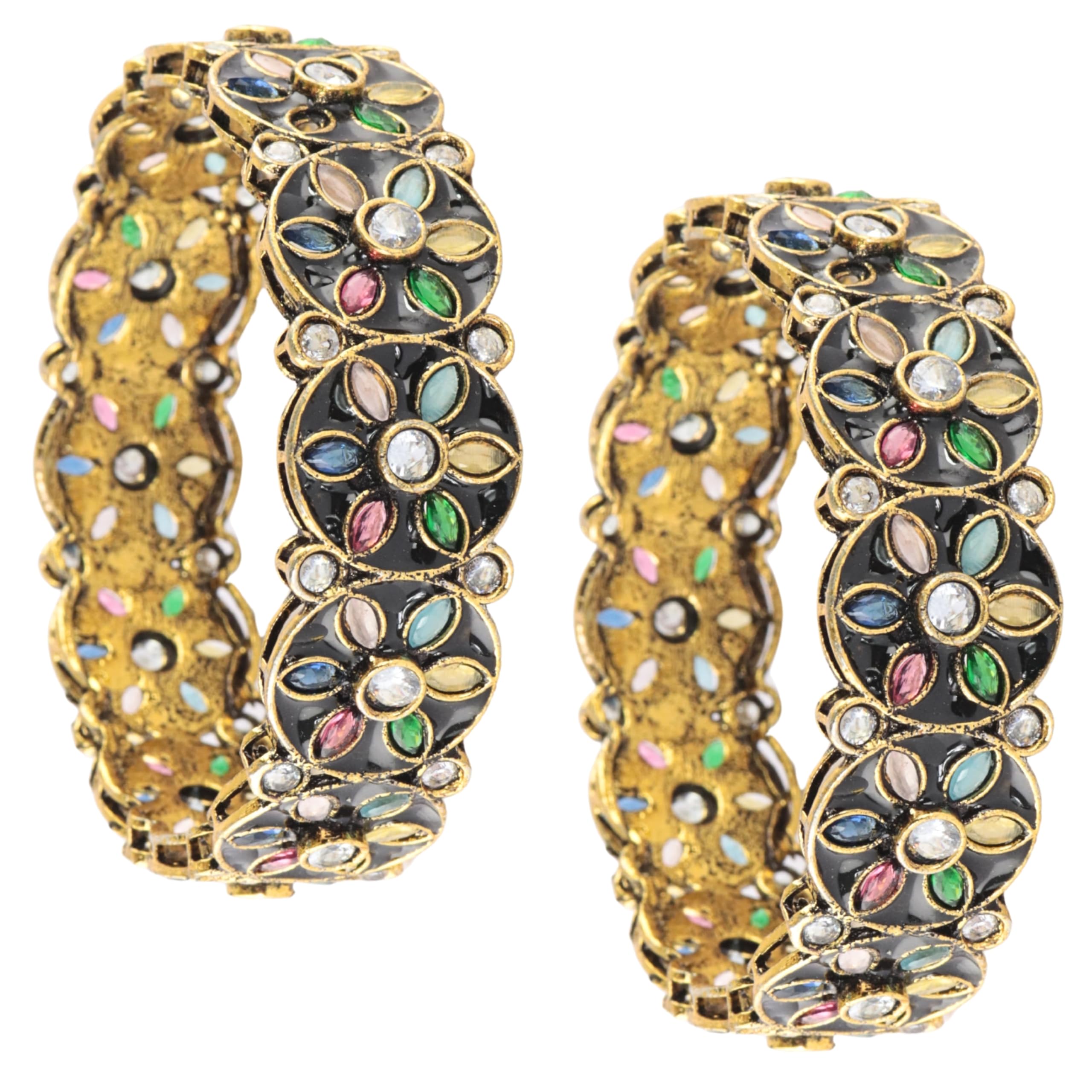 by LAVAZZA Alloy Gold-Plated Kada Set With Floral Design For Women & Girls | Stylish Bangles | Kangan For Women | Traditional Bangles For Weddings, Parties & Festive Occasions - Pack Of 2-image-25