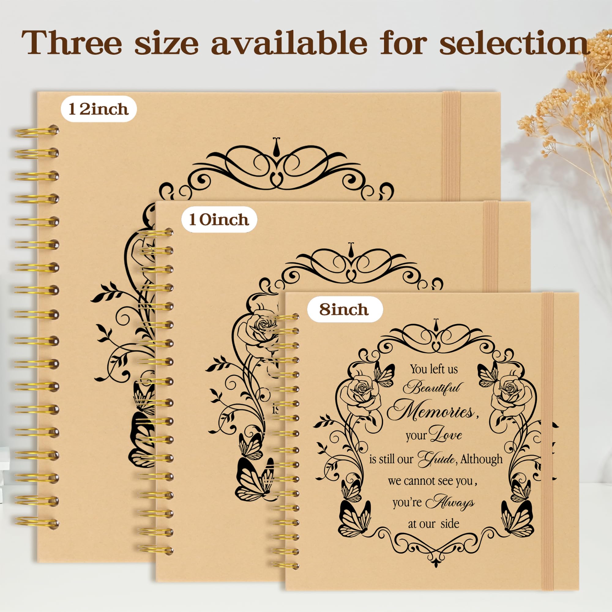 Erinnerungsgeschenke In Memory of Loved One Scrapbook Album Blanko DIY Album Beileidsgeschenke Trauer-Fotoalbum Buch (Braun, 30,5 x 30,5 cm)