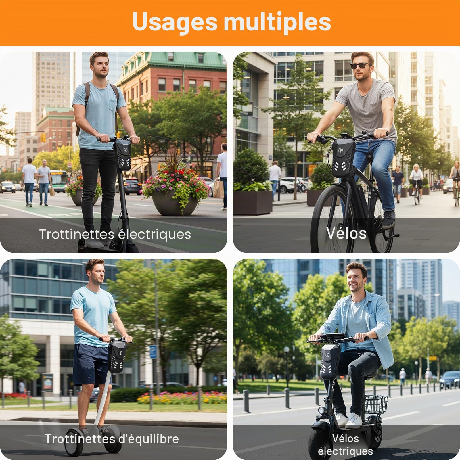 TLGREEN Sac de Scooter, 3L/4L Sac de Trottinette Électrique, Grande Capacité Sac de Rangement pour Scooter, Sacoche Guidon de Étanche EVA, pour Xiaomi Mijia M365 Pro Sedway Ninebot ES1/2/3/4