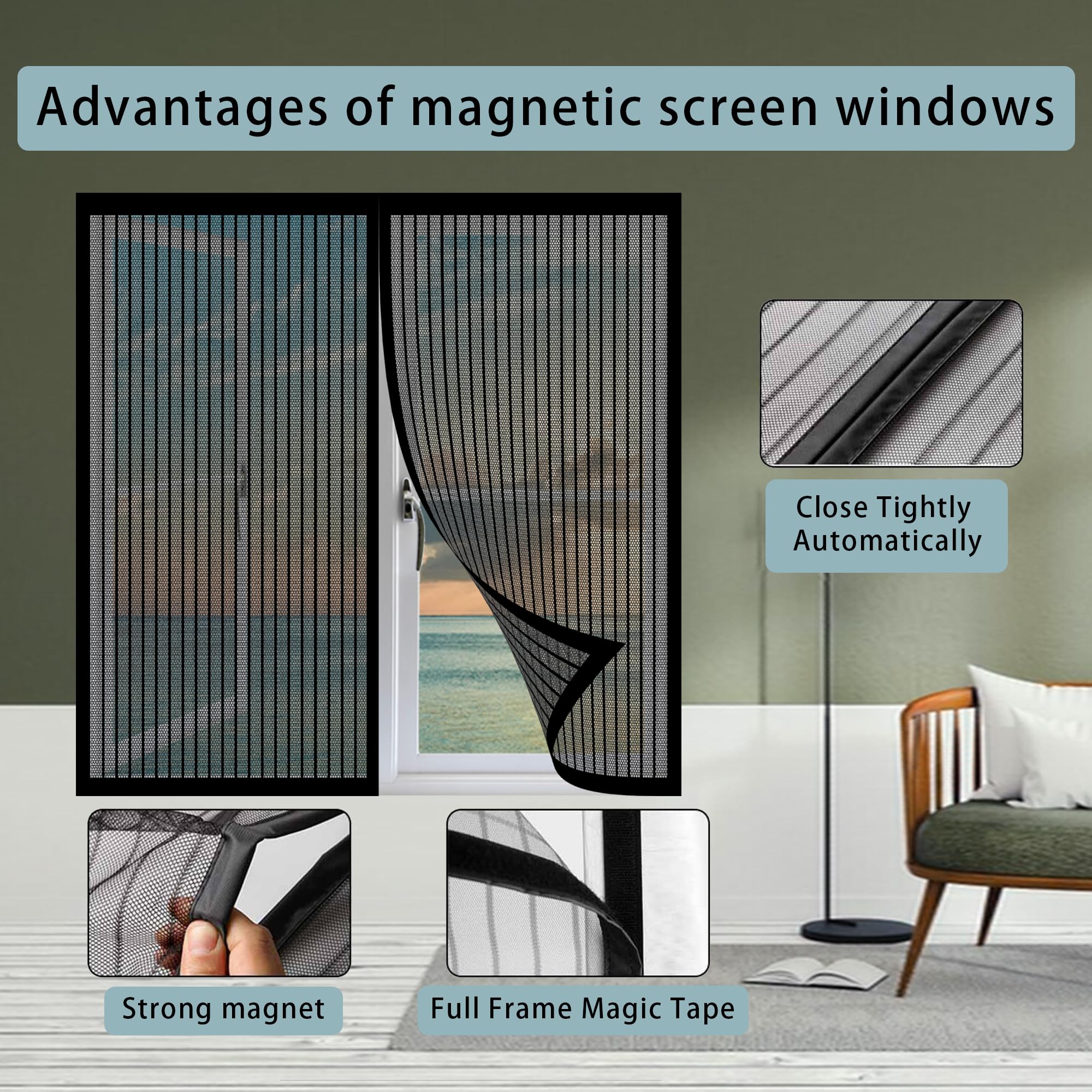 Moustiquaire De Porte Aimantée 140 X 105 Cm, Rideau De Moustiquaire Aimant Avec Bande, Anti Insecte Pliable Pour La Plupart Des Fenêtres, Blanc