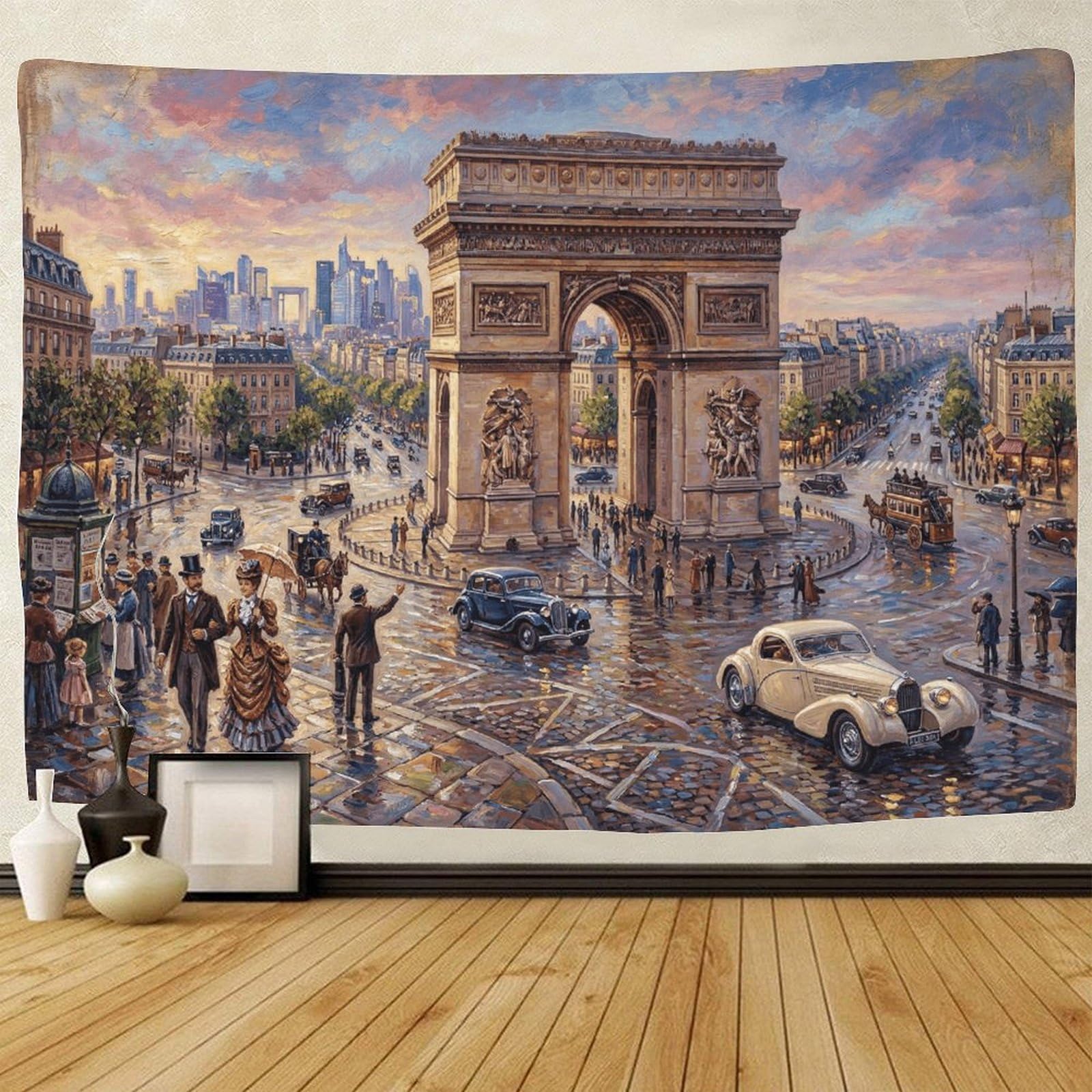 GPMNBCXZK Arc De Triomphe Tapestry for Bedroom 3D Print Wall Hanging Decor Impressionist Tapestries Poster Home Decoration Bedroom Dorm 70cmx100cm