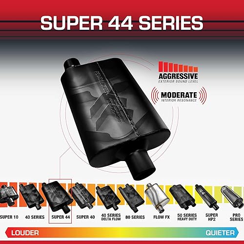 Miniatura 3 de Silenciador Flowmaster 942547 Super 44  2,50 pulgadas en el centro2,50  Sonido agresivo