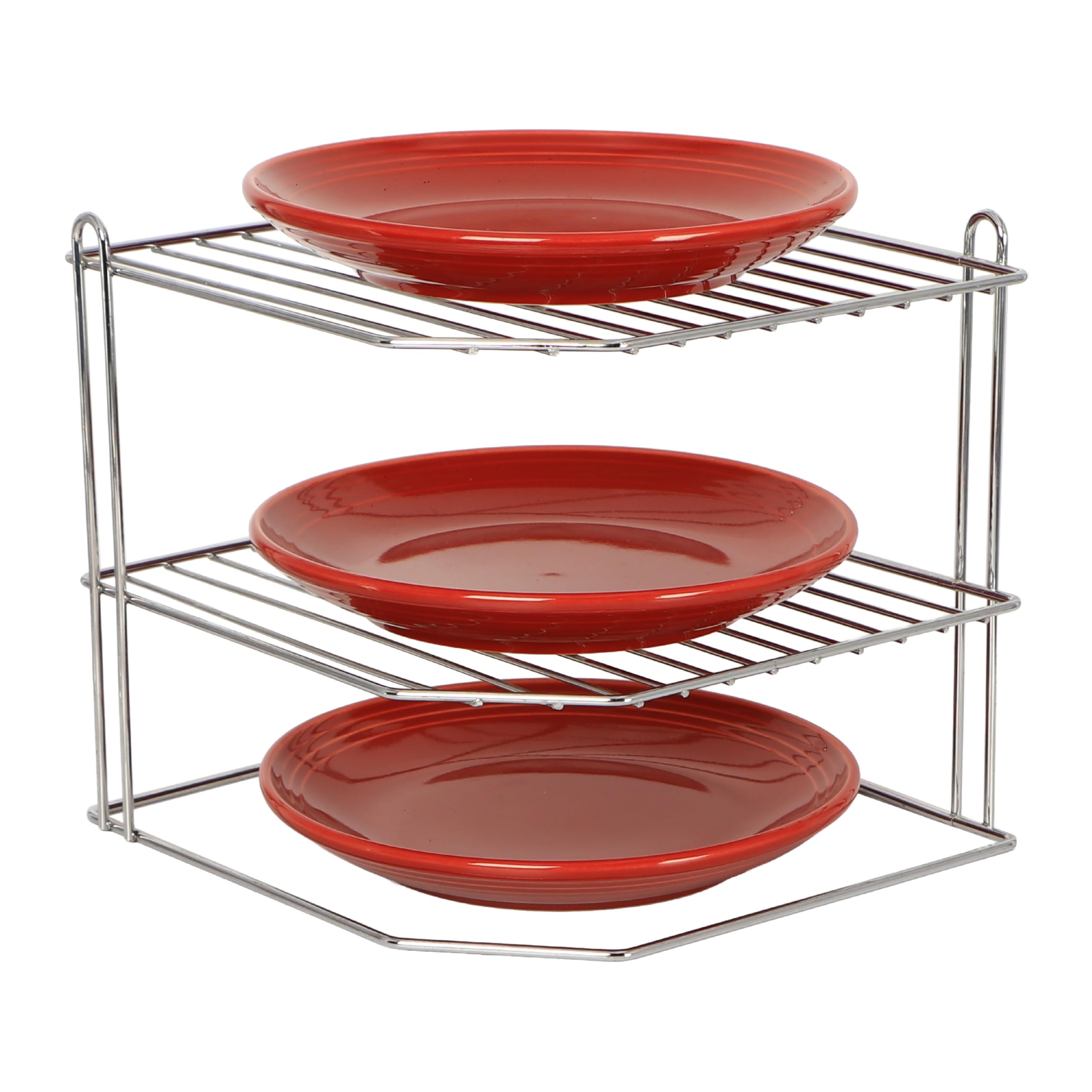 Buckingham 3 Tier Corner Plate Rack Chrome Finish Kitchen Cupboard Tidy Storage Organiser Dish Rack Space Saving Shelf Organiser 23 cm (Chrome)