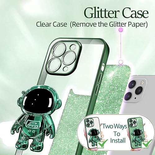 Miniatura 4 de Buleens Funda para iPhone 11 Pro Max Astronauta, fundas transparentes para iPhone 11 ProMax con papel brillante y soporte de astronauta, para