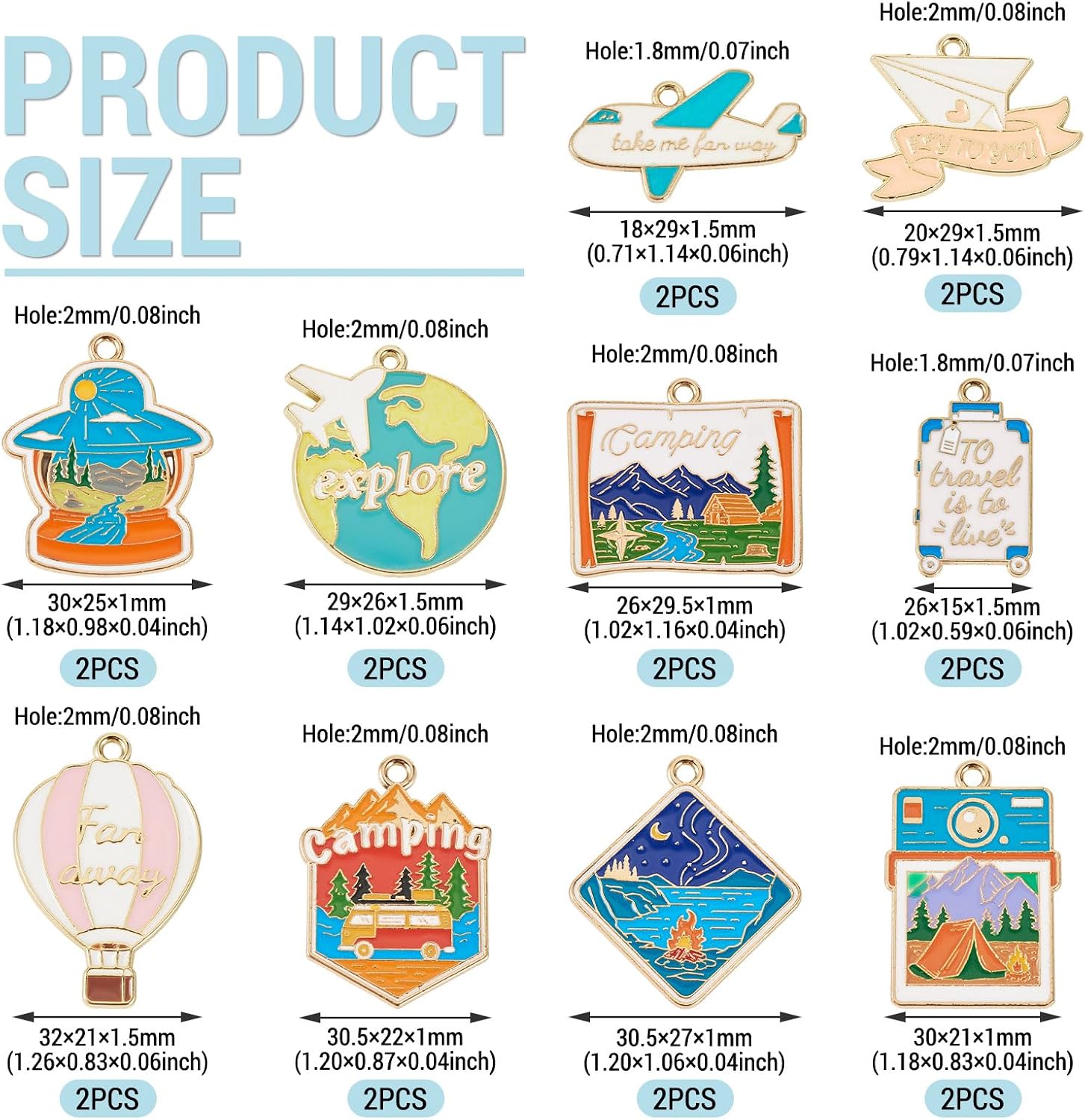 Travel Theme Enamel Charms Outdoor Camping Theme Charms Adventure Traveler Pendants for DIY Earring Necklace Bracelet Keychain Jewelry Making