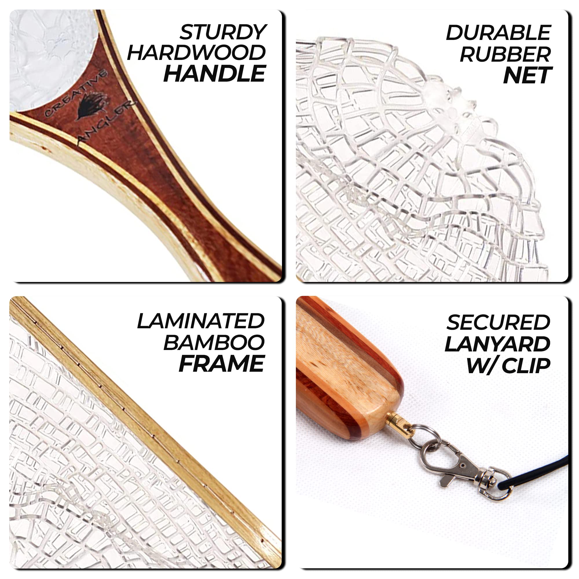 creative angler fly fishing net with Rubber Basket and Wooden Frame Handle - Lightweight and Durable Fly Fishing Accessories - Safe Catch and Release Net for Trout, Catfish, Bass Fishing, Nets or other large fish Super Sunny Spinner doll_drum Color:Kastmaster Copper