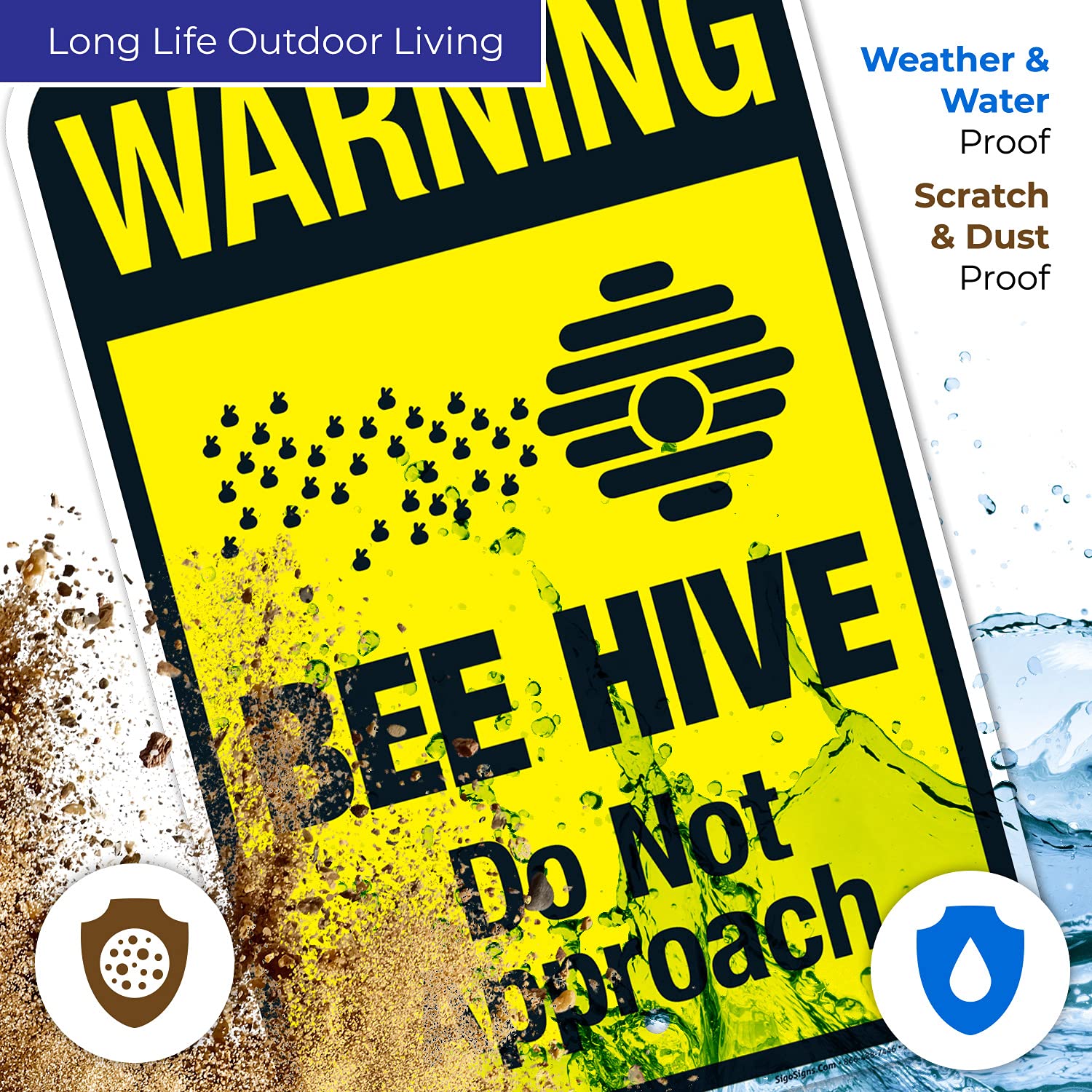 Warning Bee Hive Do Not Approach Sign, 12x18 Inches, Rust Free .063 Aluminum, Fade Resistant, Made in USA