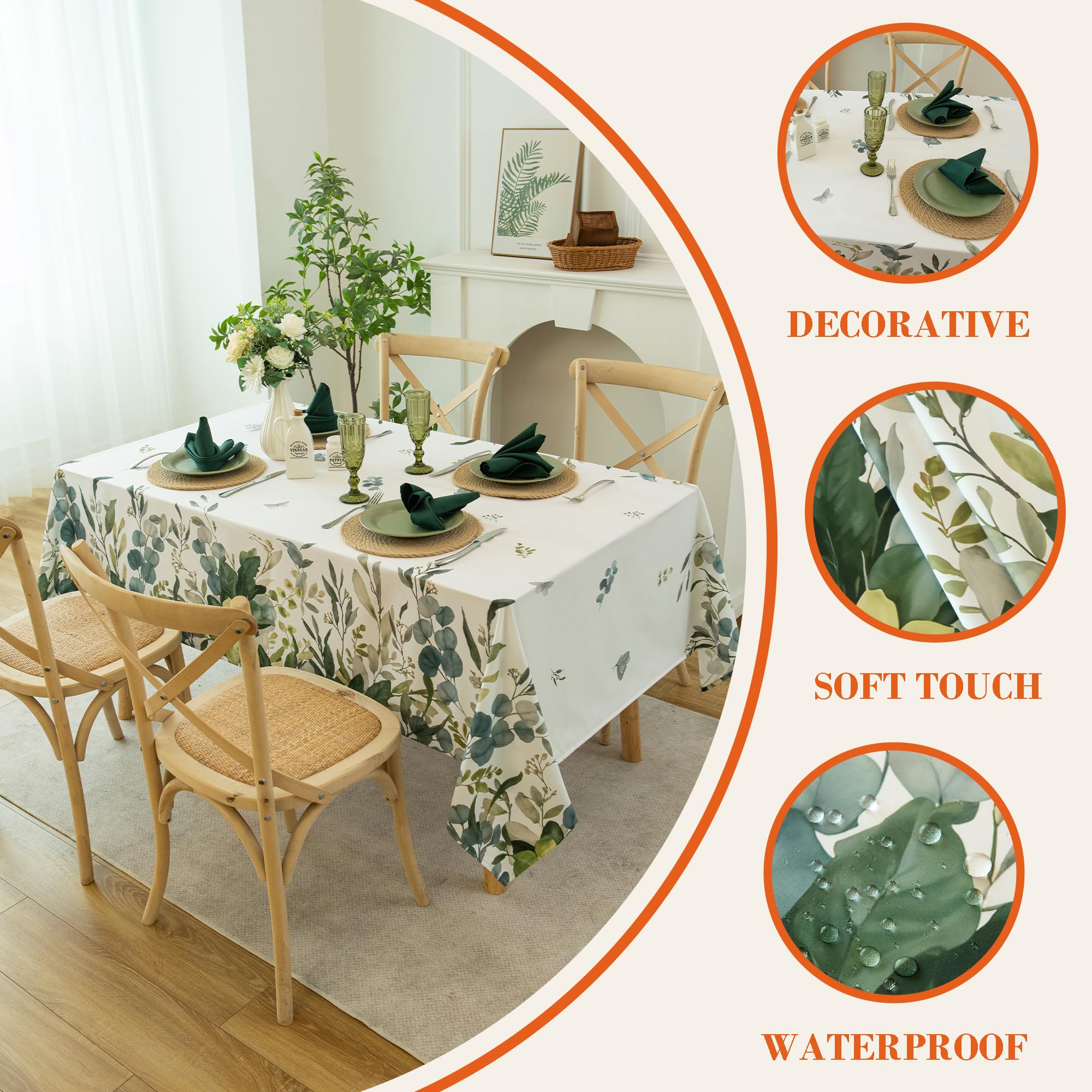 Mantel de verano, impermeable, resistente a las manchas, diseño floral para comedor, cocina, exteriores, picnic, fácil de limpiar, vibrante y duradero, decoración del hogar, 60 x 120