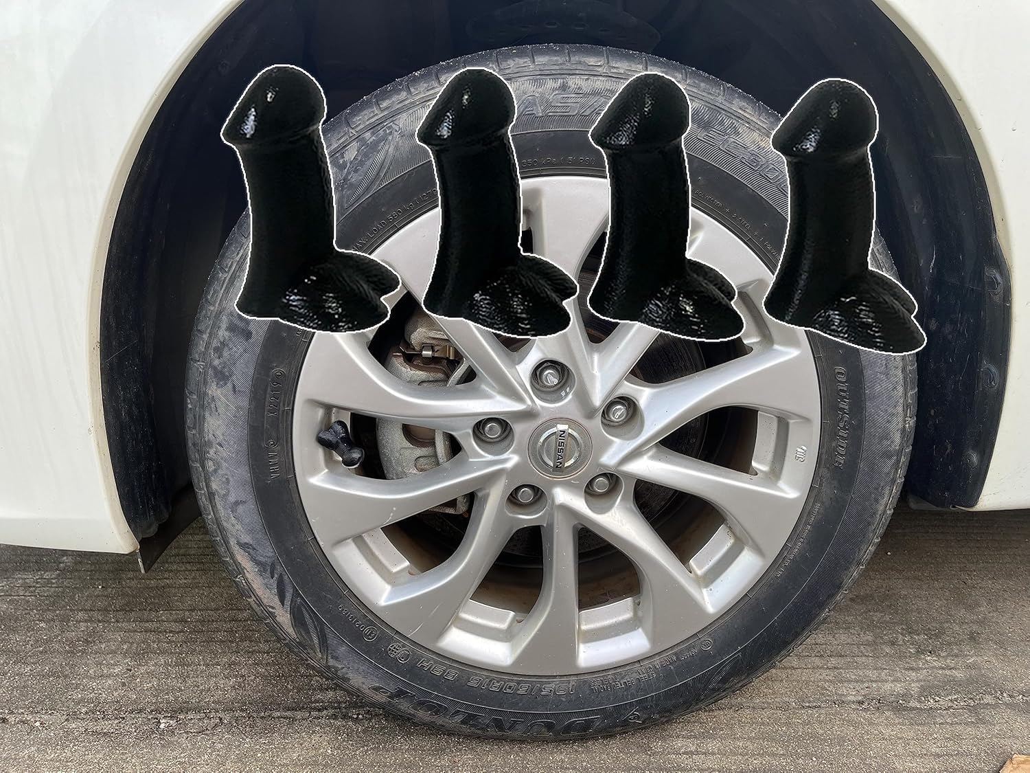 4 PCS Prank Tire Valve Stem Caps Funny Airtight Dust Proof Covers Anti-Rust Valve Stem Cover, Car Wheel Tire Exterior Accessories for Cars, SUV, Bike, Trucks, Motorcycles (Black)