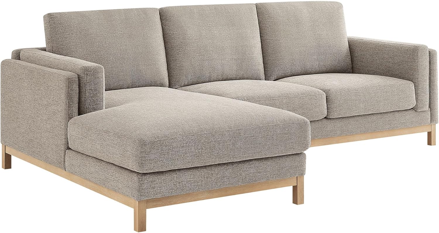 Modway Roscoe Left-Facing Sectional Sofa with Chaise in Pewter - 2-Piece Mélange Chenille Fabric Deep Seat Couch, L Shaped Modular for Living Room or Lounge