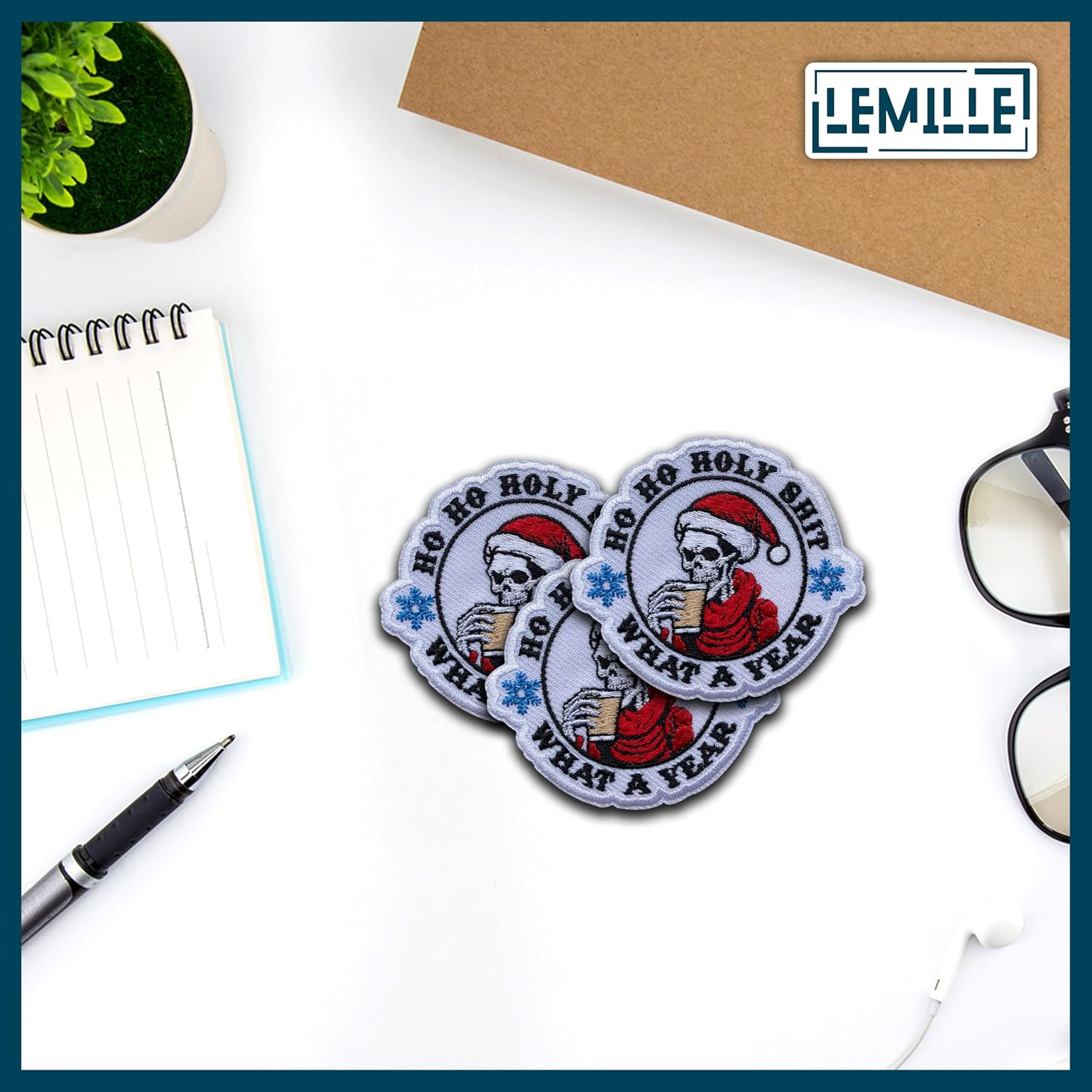 Ho Ho Holy Sh*t What a Year Patch, 3 Inches Sew On Iron On Patch Christmas Embroidery Patch for Clothes Backpacks Hats Jeans Bags, Funny Skeleton Embroidered Patches, Funny Gifts for Christmas image 2