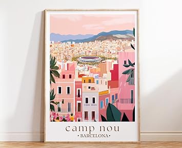 Camp Nou Stadium Art, Barcelona Travel Poster, Soccer Wall Decor for Fans