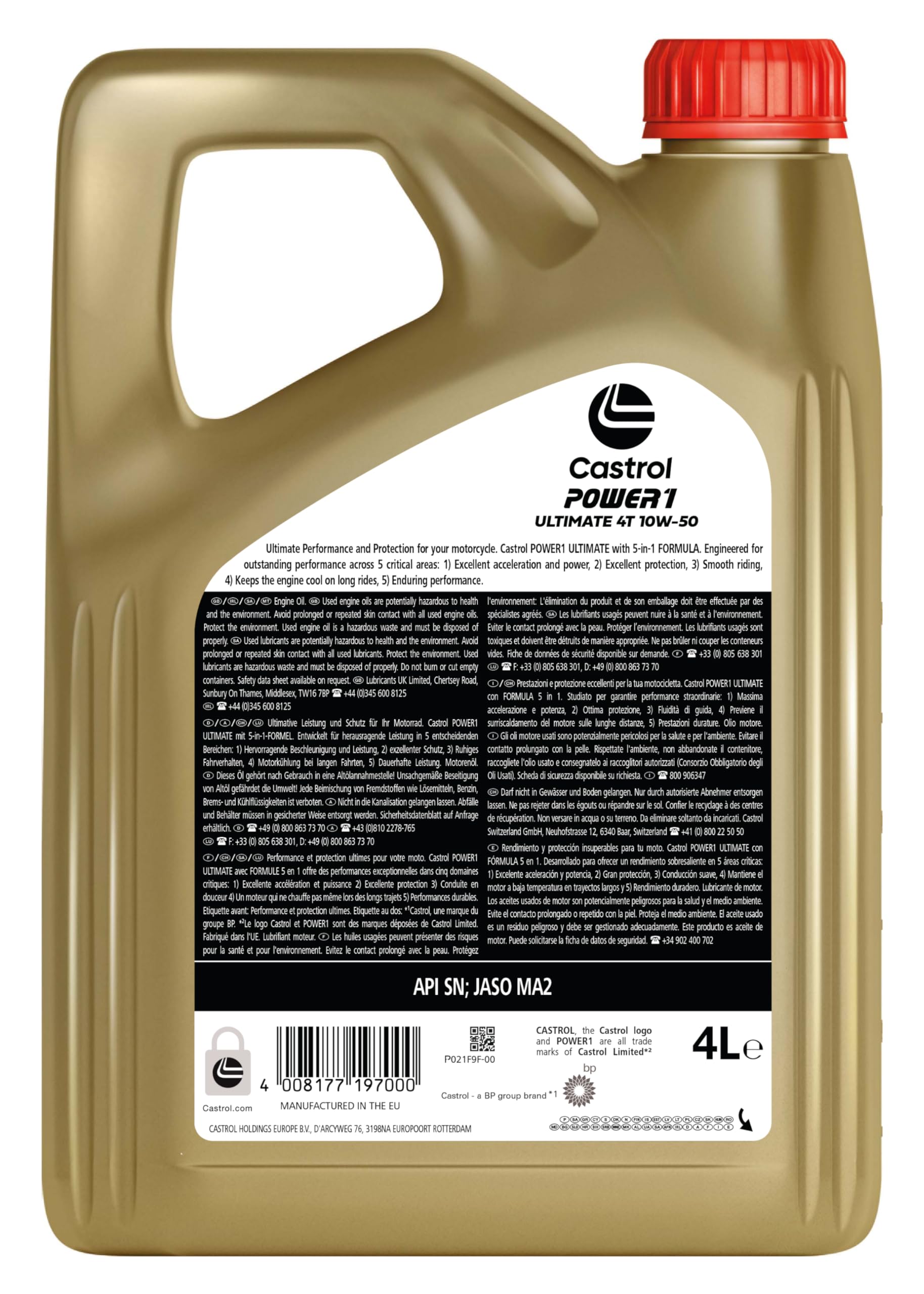 Castrol POWER1 ULTIMATE 4T 10W-50 Motoröl, 4L