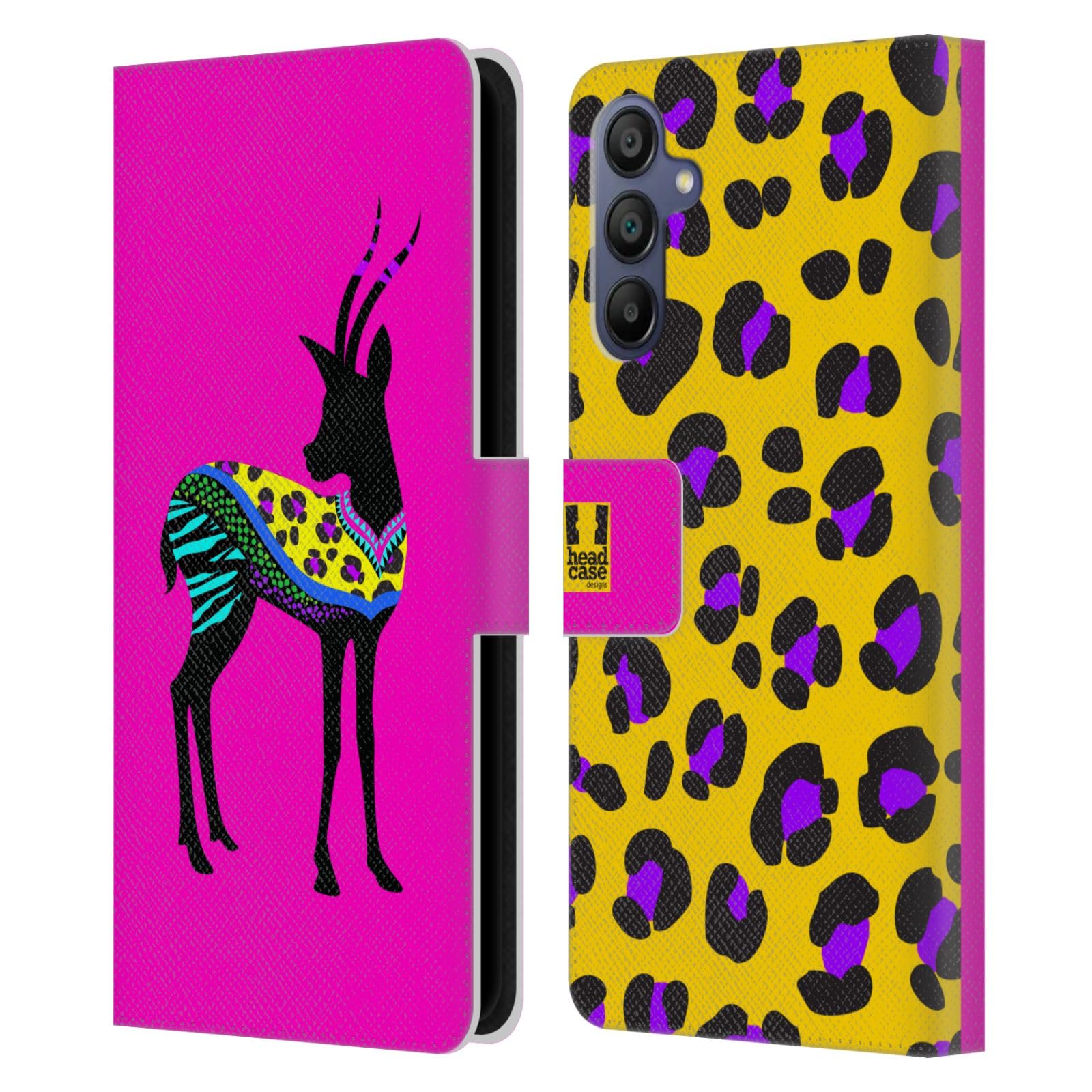 Carcasa de cuero para Samsung Galaxy A15 Head Case Designs, protector tipo libro de gacela 7