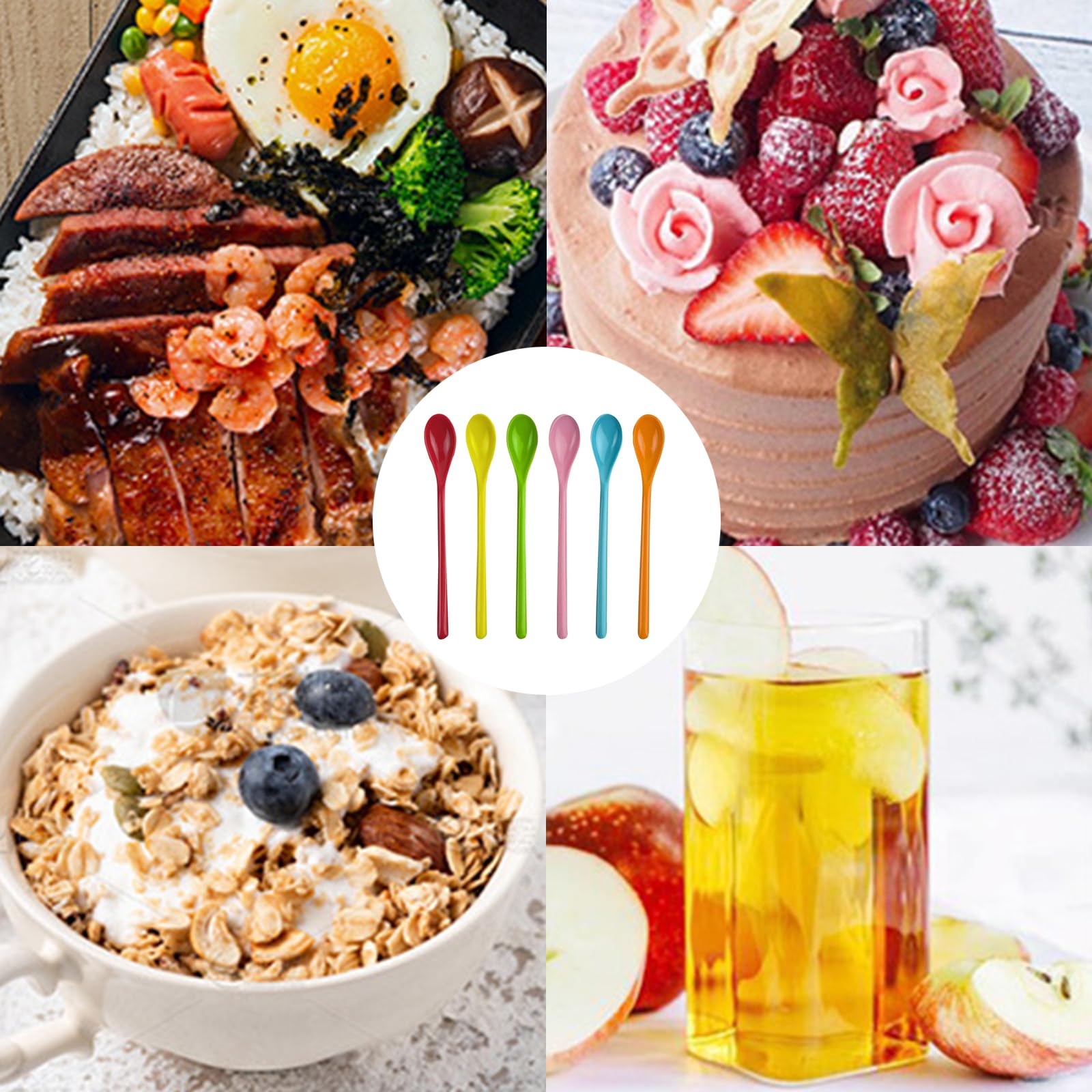 10 Pièces Cuillères à Dessert Plastique Réutilisables Longues - Couleurs Vives Pour Café, Glace, Yaourt, Cocktails