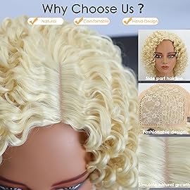 XIUFAXIRUSI XIUFAXIRUSI Short Platinum Blonde Curly Wigs for Women Afro Curly Wig for Black Women Soft Fluffy Heat Resistant Synthetic Loose Curls African American Costume Cosplay Wig