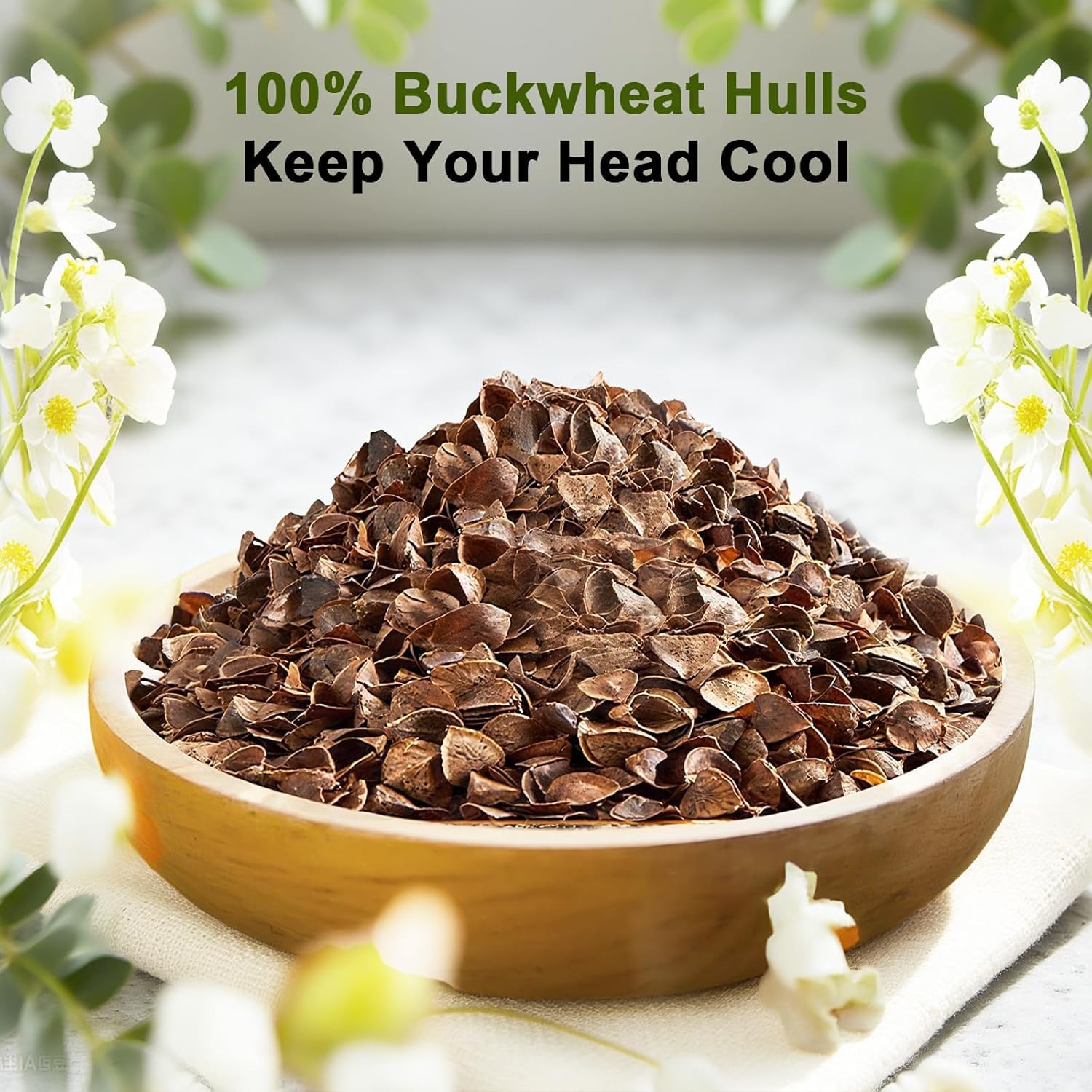 Organic Buckwheat Pillow for Sleeping with Dual-Layer Pillowcase and Extra Tartary Buckwheat Hulls, Adjust Height and Firmness, Neck Support Pillow for Back and Side Sleepers 16"x22"