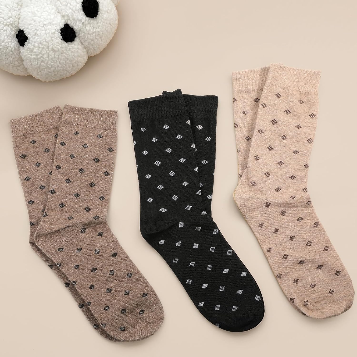 Thin Crew Socks for Women, Casual Calf Socks,6 Pairs, Size 9-11 | Cotton Breathable | Moisture Wicking | for Pants Dress | Ankle Vintage Sock | Seamless Toe | for Work Sports | Gift for Women
