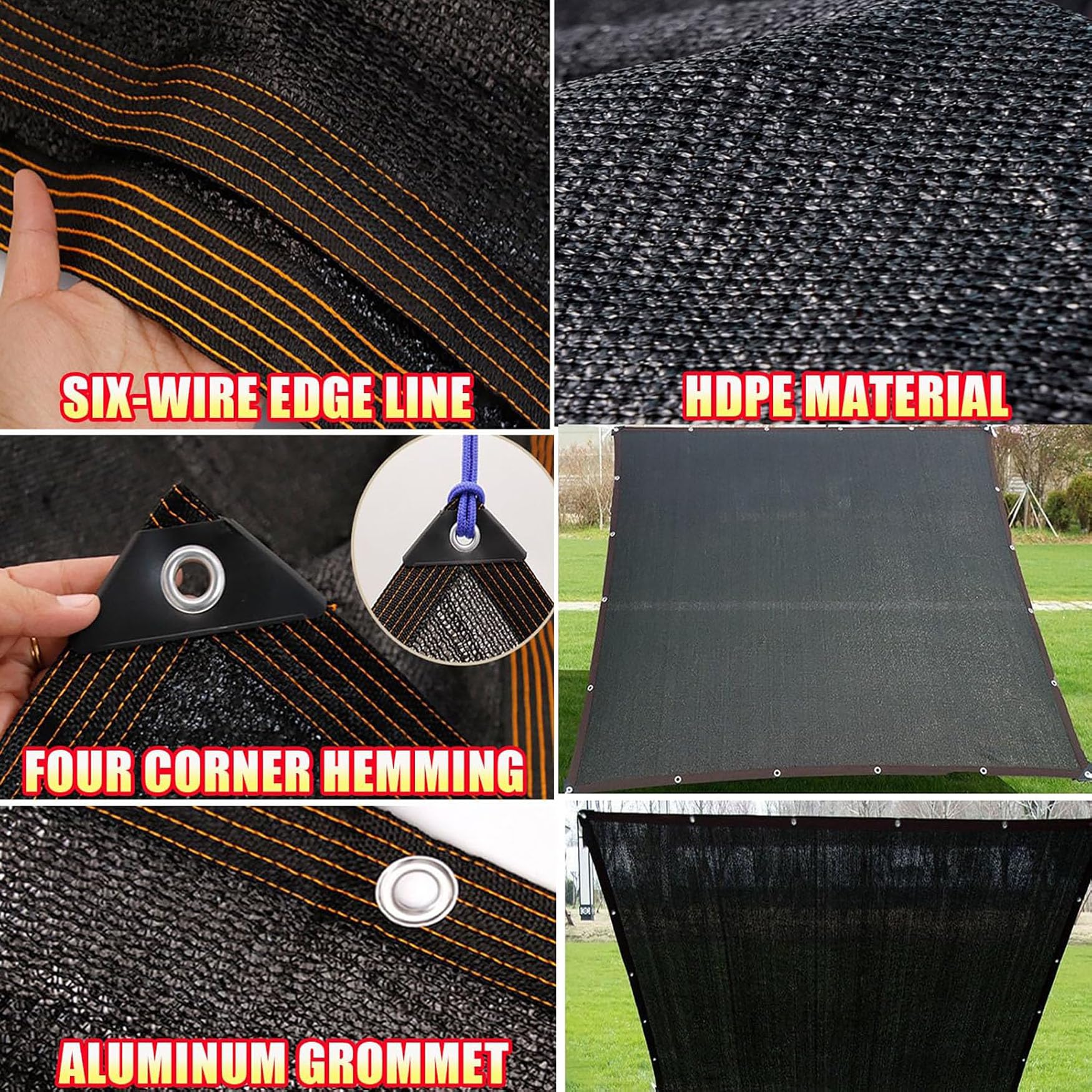 Lona Sombra Exterior 550 x 600 cm Resistente a Los Rayos UV, Transpirable y Protector Solar Red de Sombra Al Aire Libre para Pérgola, Plantas de Patio, Gallinero, Exterior, Negro