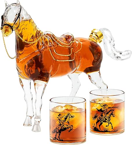 Kollea Birthday Gifts for Men Dad, Horse Whiskey Decanter Set