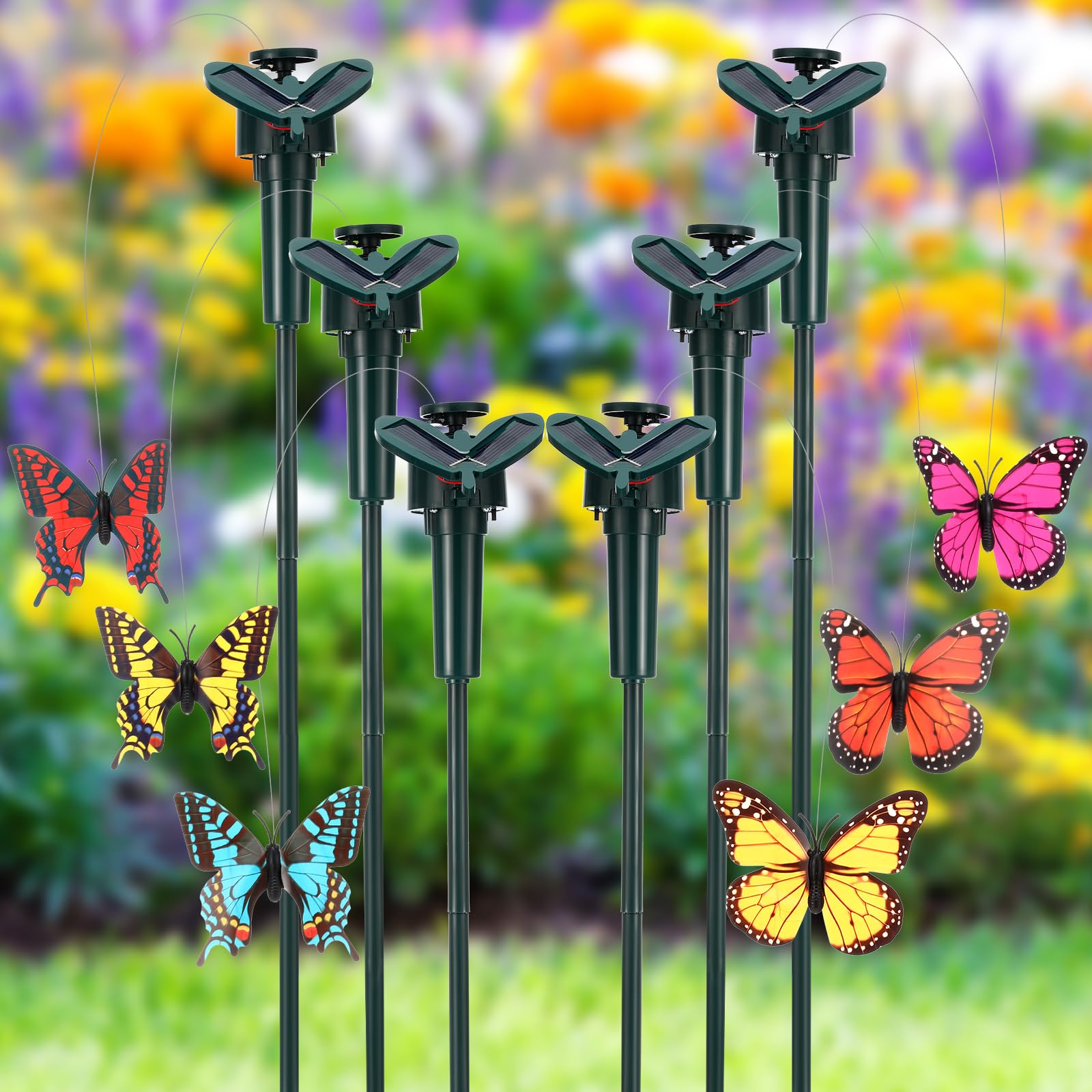 Photo 1 of Rossesay 6 Pcs Solar Flying Moving Fluttering Waterproof Garden Stakes Decorations for Home Yard Pathway Garden Landscape Christmas Outdoor Indoor Centerpieces Gift Decorations (Butterfly)