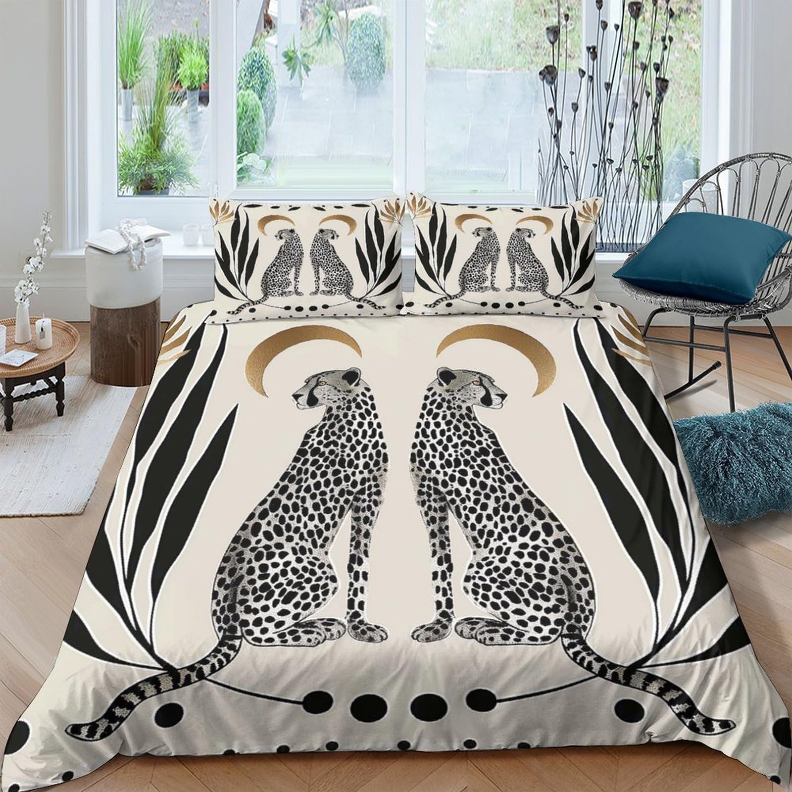 Ctjqhvkz Style-2 3D Printed Leopard Jungle Fitted Sheet Microfiber Animal Art Mattress Cover For Bedroom Dorm Decorative Protection Single（135X200cm）