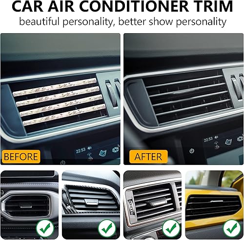 Miniatura 4 de 20 tiras decorativas de aire acondicionado de automóvil para salida de ventilación, clip en U, impermeable, suave, adhesivo, para decoración de