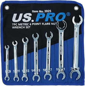 7pc Metric MM Flare Nut Brake Pipe Gas Fuel Spanner Wrench Set 8mm 24mm