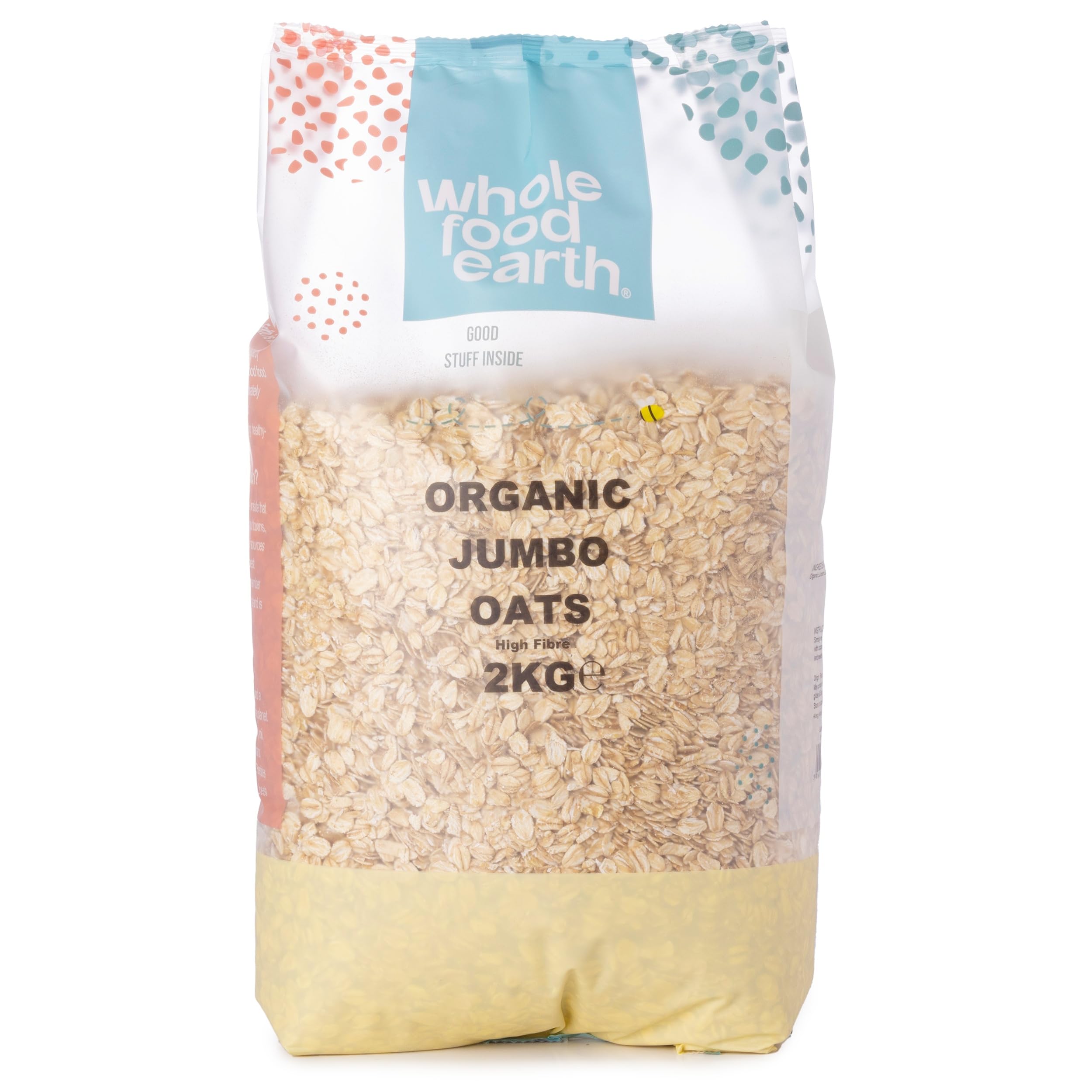Wholefood Earth Organic Jumbo Oats – 2 kg | Vegan | GMO Free | High Fibre | Certified Organic
