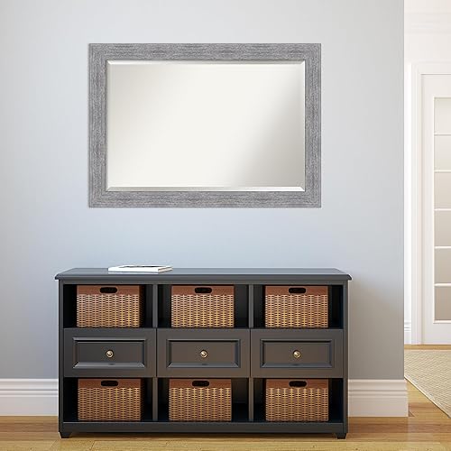 Miniatura 5 de Amanti Art Espejo de baño, espejo de pared gris rústico para usar como espejo de tocador de baño sobre el fregadero (29.25 x 41.25 pulgadas), espejo