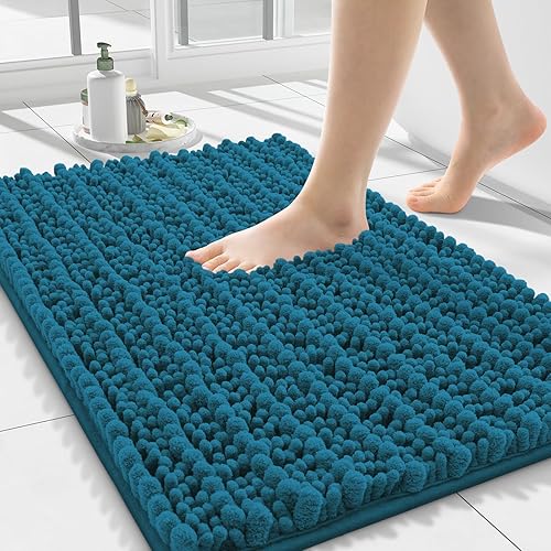 Miniatura 20 de Smiry Alfombras de Baño 24 x 16 pulgadas, Tapetes de Baño de Chenilla Extra Suaves y Absorbentes, Respaldo de Goma Antideslizante, Lavable a Azul