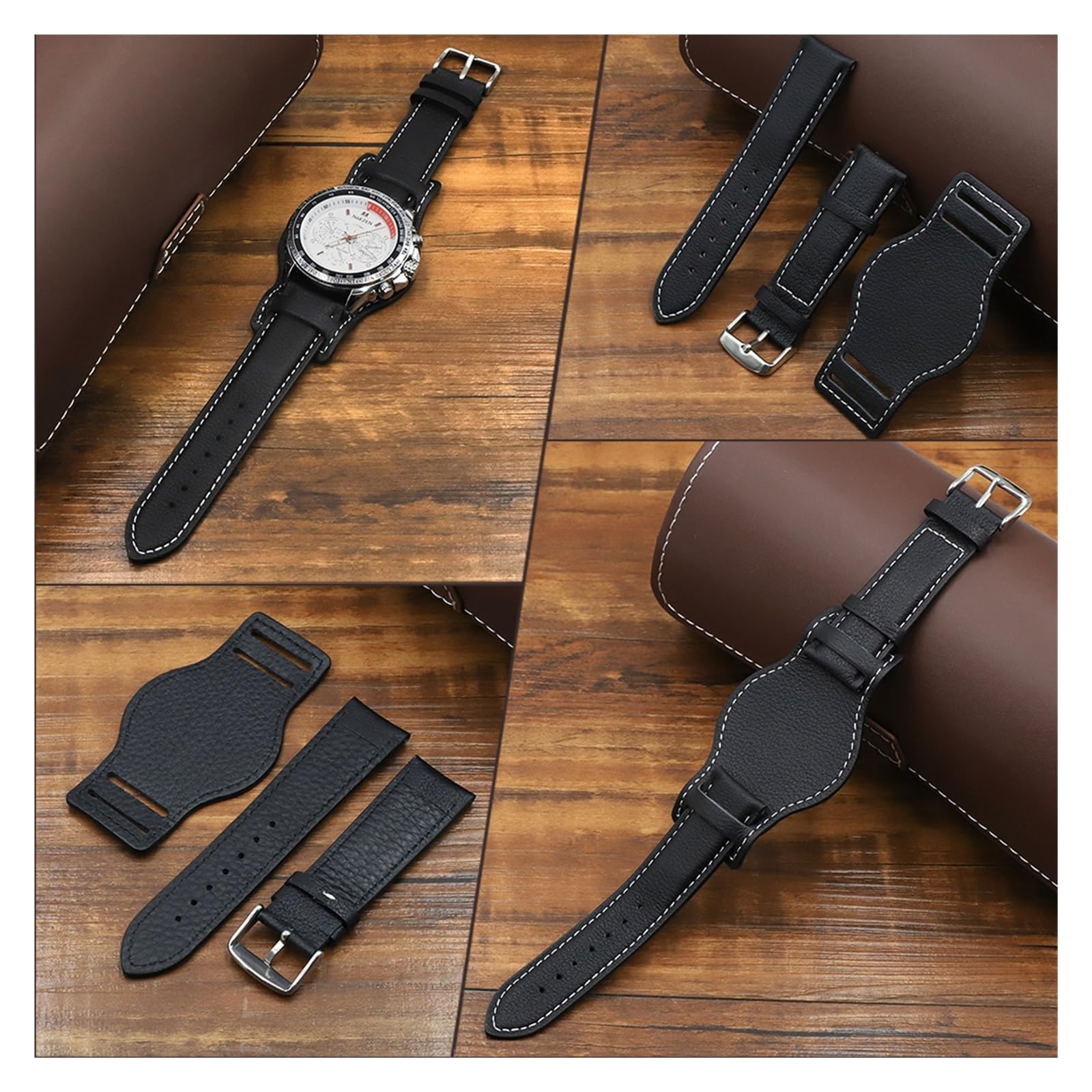 Echtes Leder -Uhren -Gurtband 18 mm 20 mm 22mm Vintage Watchband mit Matte brauner Kaffeemaschuswaffen Armbänder für Männer Uhren