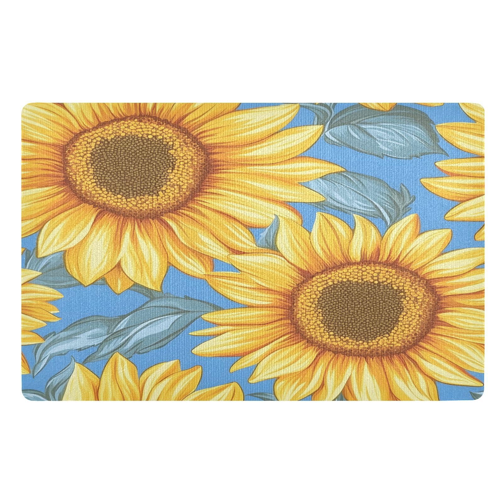 Paillasson absorbant lavable tournesol 50x80 cm tapis intérieur propre