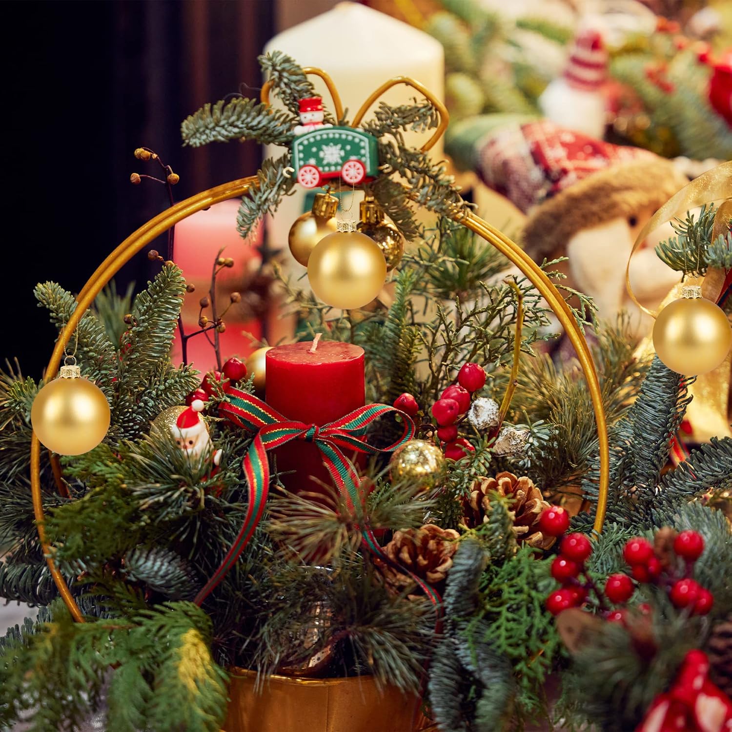 100 Pieces Round Christmas Ornament Caps and Christmas Ornament Hangers String Set, Christmas Hangers Caps for Christmas Tree, Ceramic Glass Porcelain Christmas Ornaments DIY Decorations