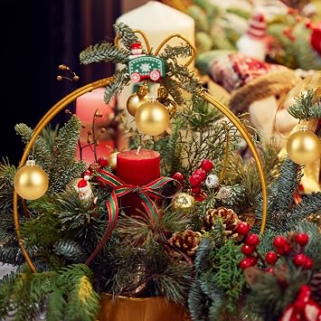 100 Pieces Round Christmas Ornament Caps and Ornament Hangers String Set