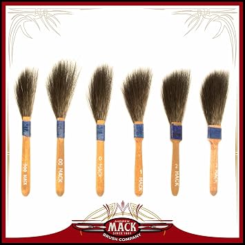 6 Andrew Mack Brush Sword Striping Series 10 Sizes 000-3 Pinstriping Brushes