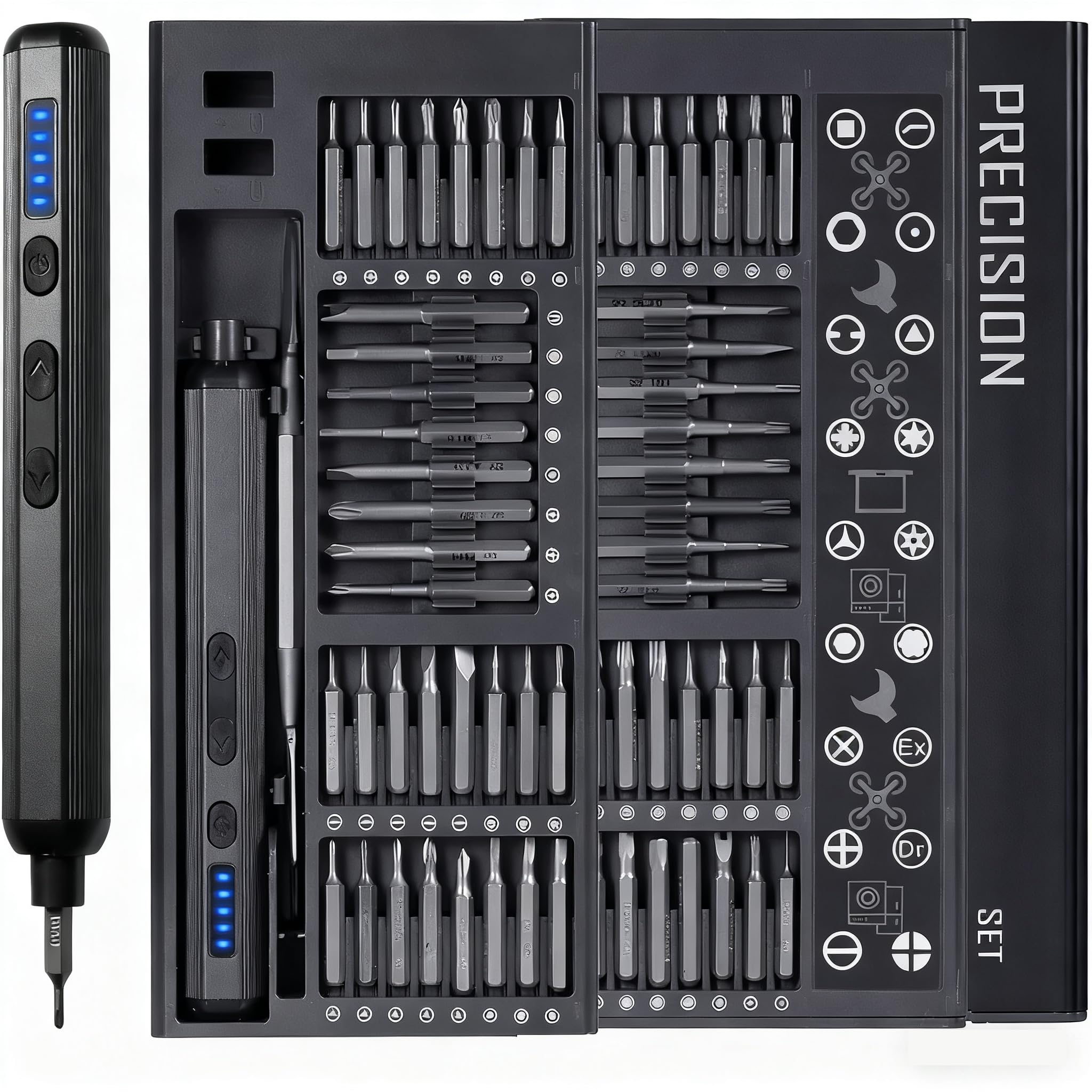 76-in-1 Mini Electric Screwdriver Set with 64 Magnetic Bits and 5 Torque Settings,Type-C Rechargeable, 3.7V Precision Automatic Electric Screwdriver