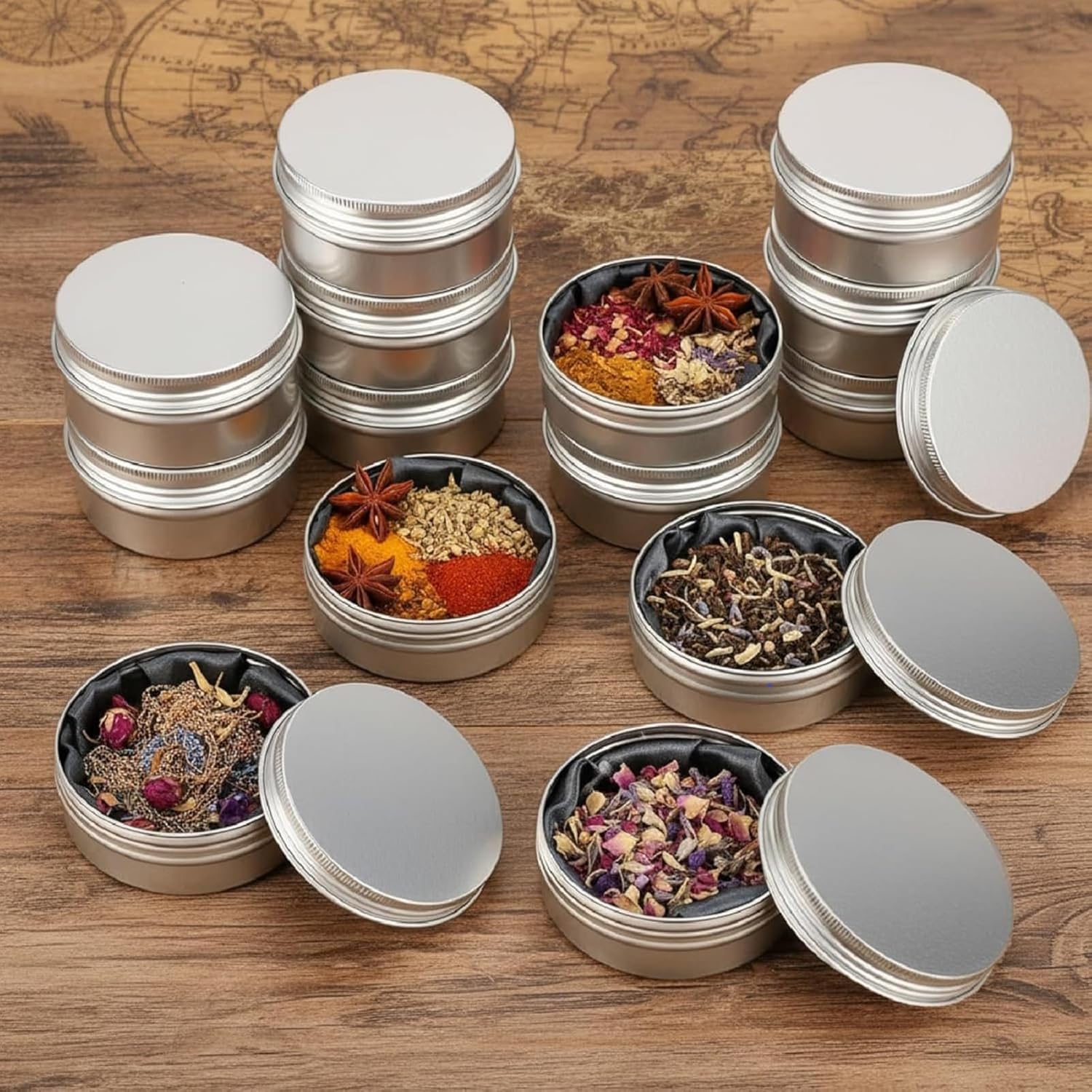 TecUnite 24 Pcs 4 oz Metal Tin Cans Aluminum Round Tin Containers Empty Cans with Screw Lid for Candle Storage Cosmetic Sample Travel Salve Cream