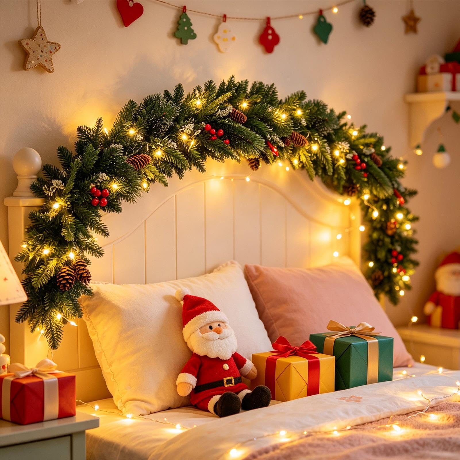 Ghirlanda di Natale Pre-Lit 6,5 ft Pino Artificiale Realistico Decorazione