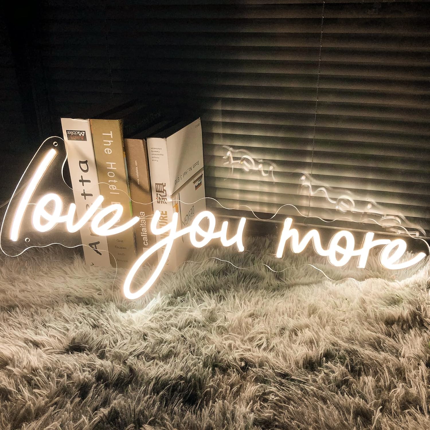 Love You More Neon Signs-Transparent Acrylic with Dimmers Light Up Lights Signs Indoor Bedroom Decor Wall Led Neon Sign 31.4×12.1 IN Bar Christmas Party Wedding Girl Boy Living Room Office Warm White