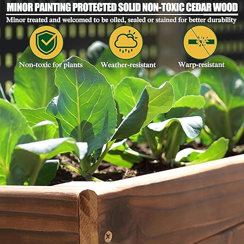 Miniatura 5 de MUPATER Cama de jardín elevada de cedro de 6 x 3 x 2 pies para exteriores, cama de jardín elevada con 6 patas, maceta elevada grande de 837 libras