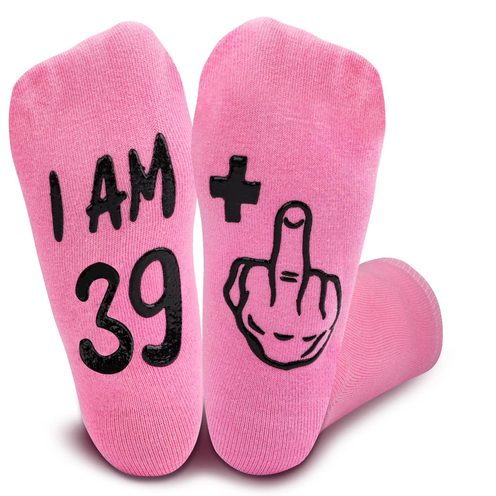 SREBIWO 40 Geburtstag Frauen Socken, Lustige Kuschelsocken Frauen, Geschenkideen zum 40 Geburtstag Frau Socken mit Spruch für Mama, Damen, Schwester, Kollegin, Partner zum Geburtstag (40 Pink)
